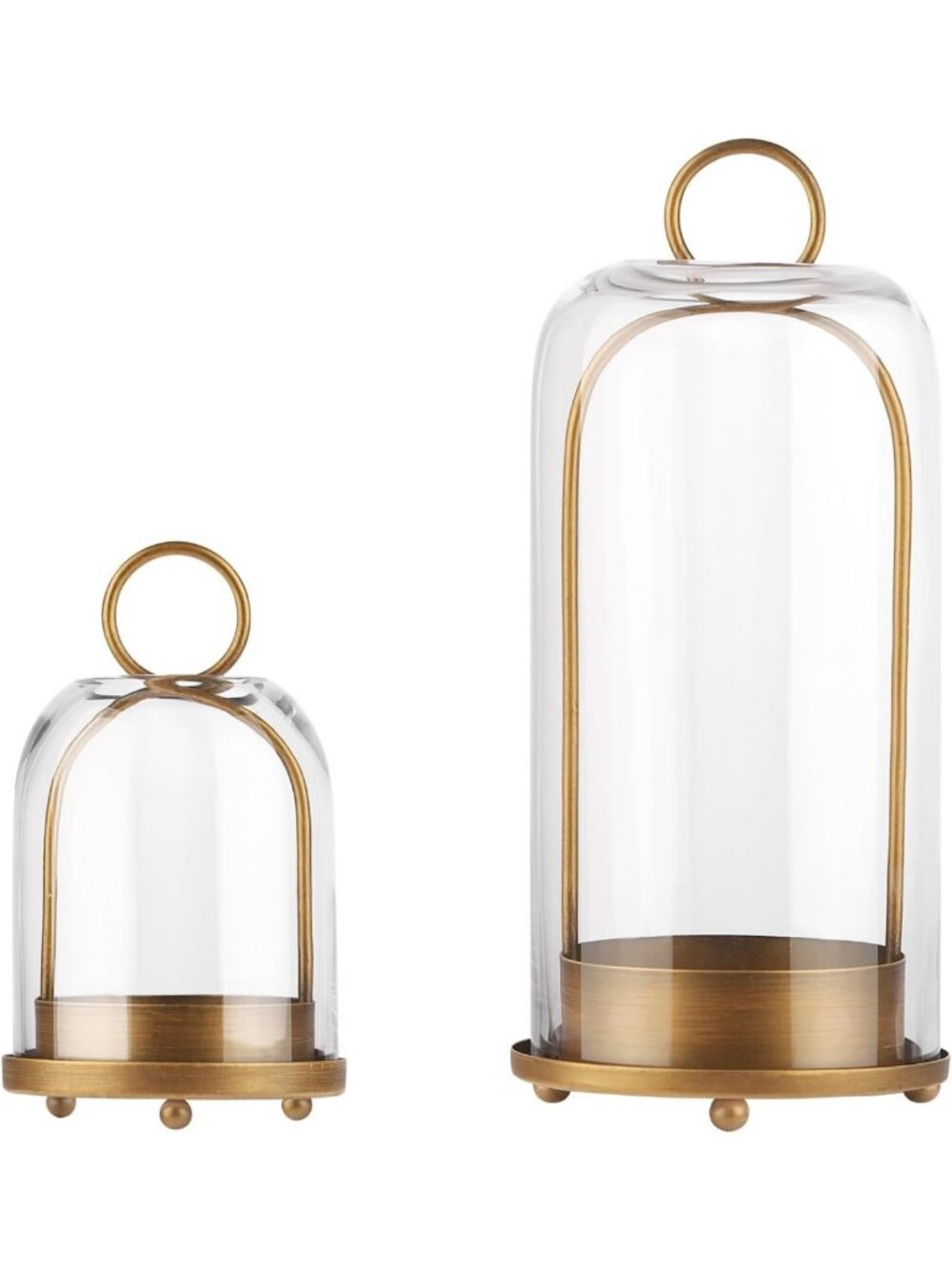 Set of 2 Versatile Metal Candle Holders with Glass Dome - Industrial Farmhouse